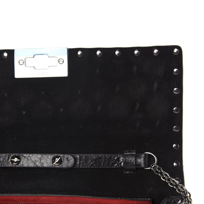 Valentino Garavani Craquele Nappa Rockstud Spike Wallet on Chain Black 9 of 10