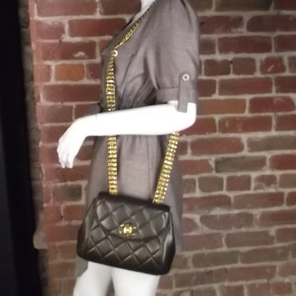 Chanel Lambskin Quilted 5 Chain Small Flap Dark Brown 2 of 9
