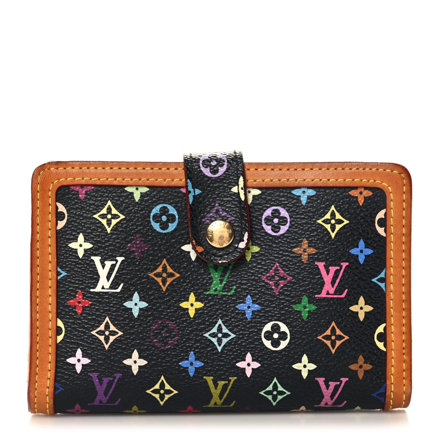 Louis Vuitton Monogram Multicolor French Purse Wallet Black 1 of 8