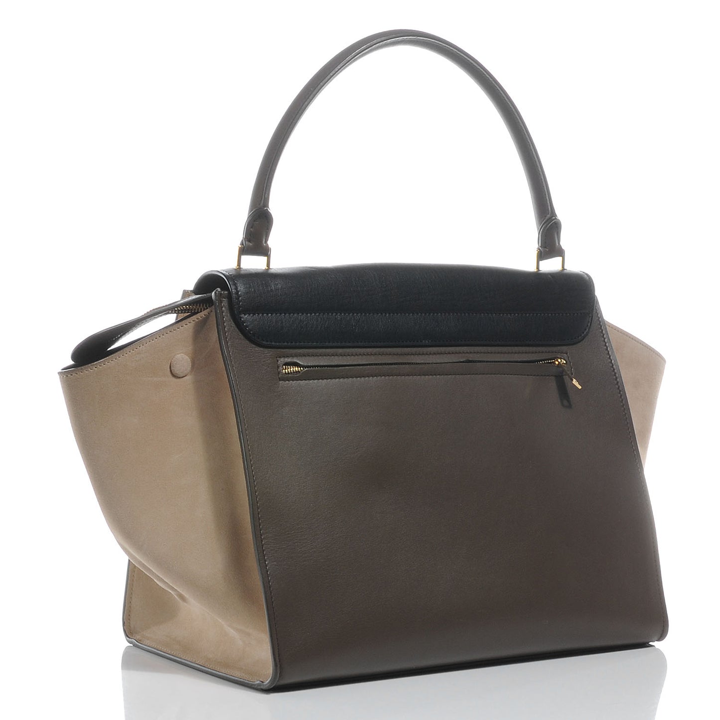 Calfskin and Suede Large Tri-Color Trapeze Olive