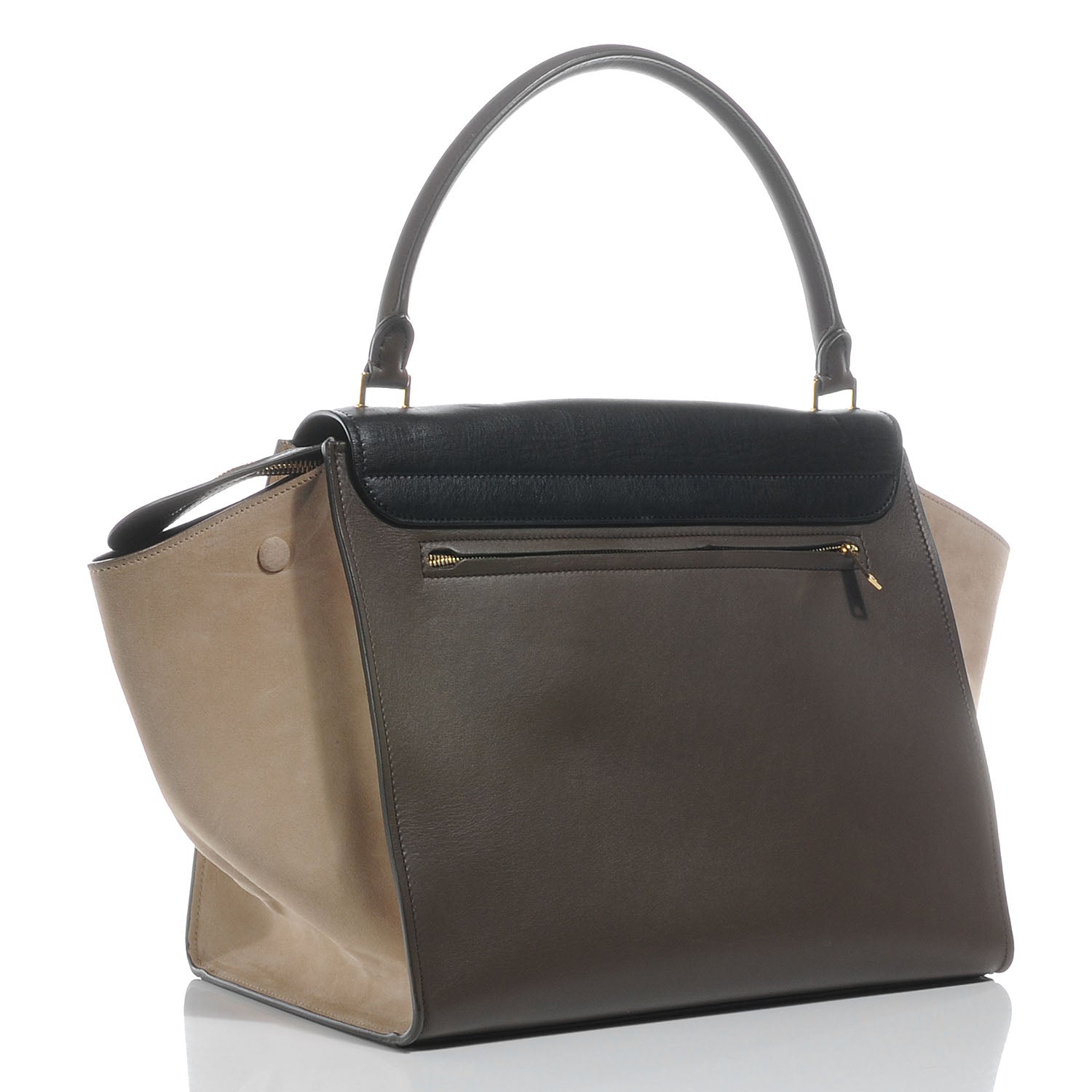 Celine Calfskin and Suede Large Tri-Color Trapeze Olive 3 of 9