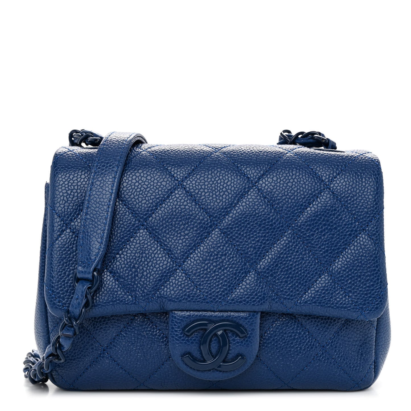 Caviar Quilted Incognito Mini Square Flap Dark Blue