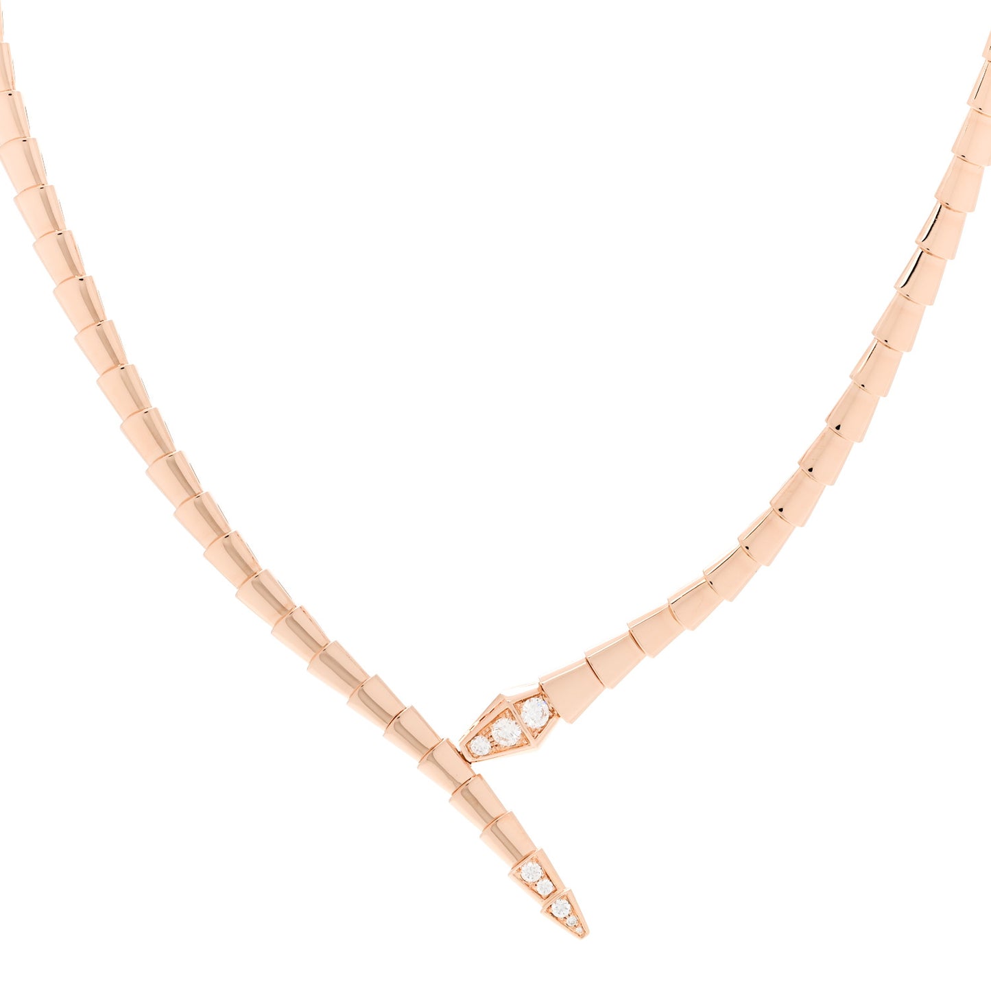 18K Rose Gold Diamond Serpenti Viper Choker Necklace S