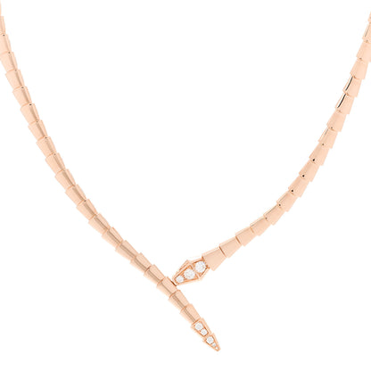 Bulgari 18K Rose Gold Diamond Serpenti Viper Choker Necklace S 1 of 6