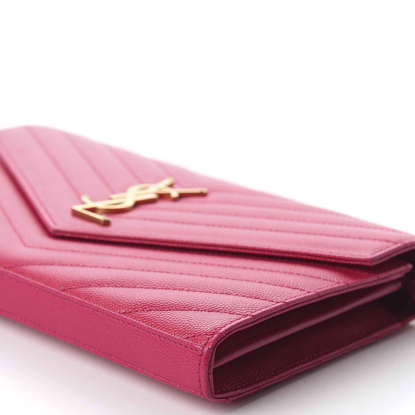 Grain De Poudre Matelasse Chevron Monogram Chain Wallet Bubblegum