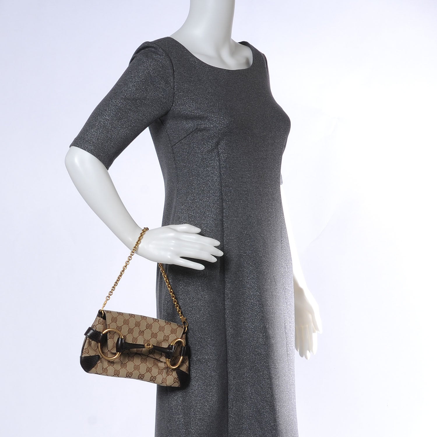 Gucci Monogram Horsebit Clutch Ebony 2 of 7