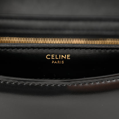 Celine Shiny Calfskin Besace Clea Chain Triomphe Black 6 of 10