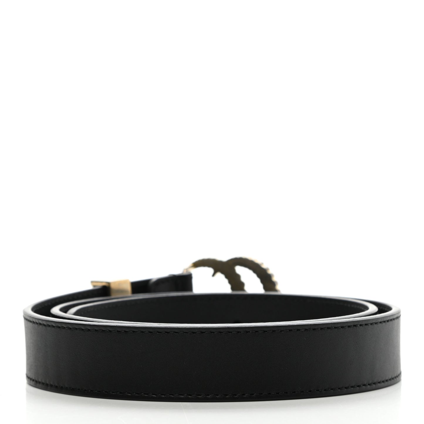 Moon Calfskin Torchon Double G 25mm Belt 75 30 Black