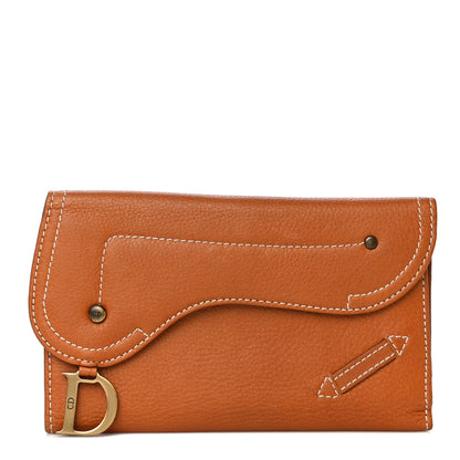 Christian Dior Calfskin Saddle Wallet Brown 1 of 13