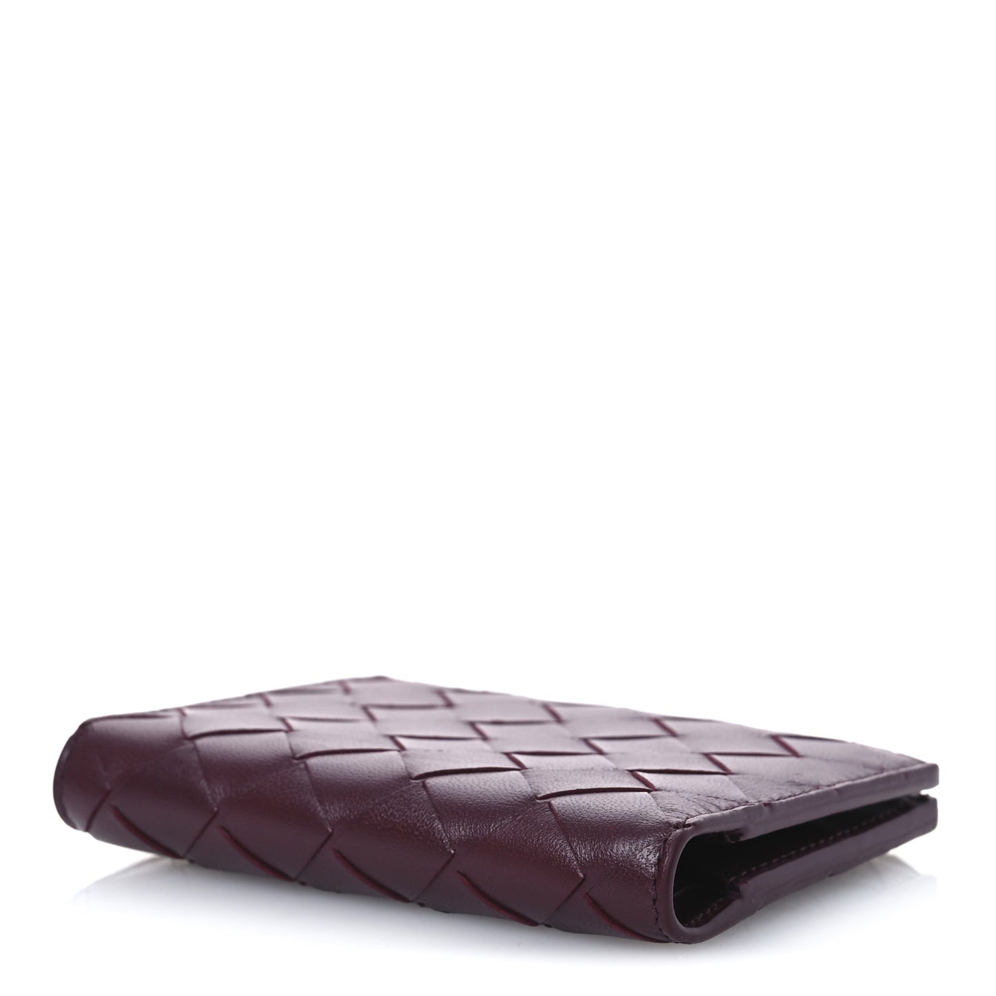 Nappa Intrecciato Small Bi-Fold Zip Wallet Barolo