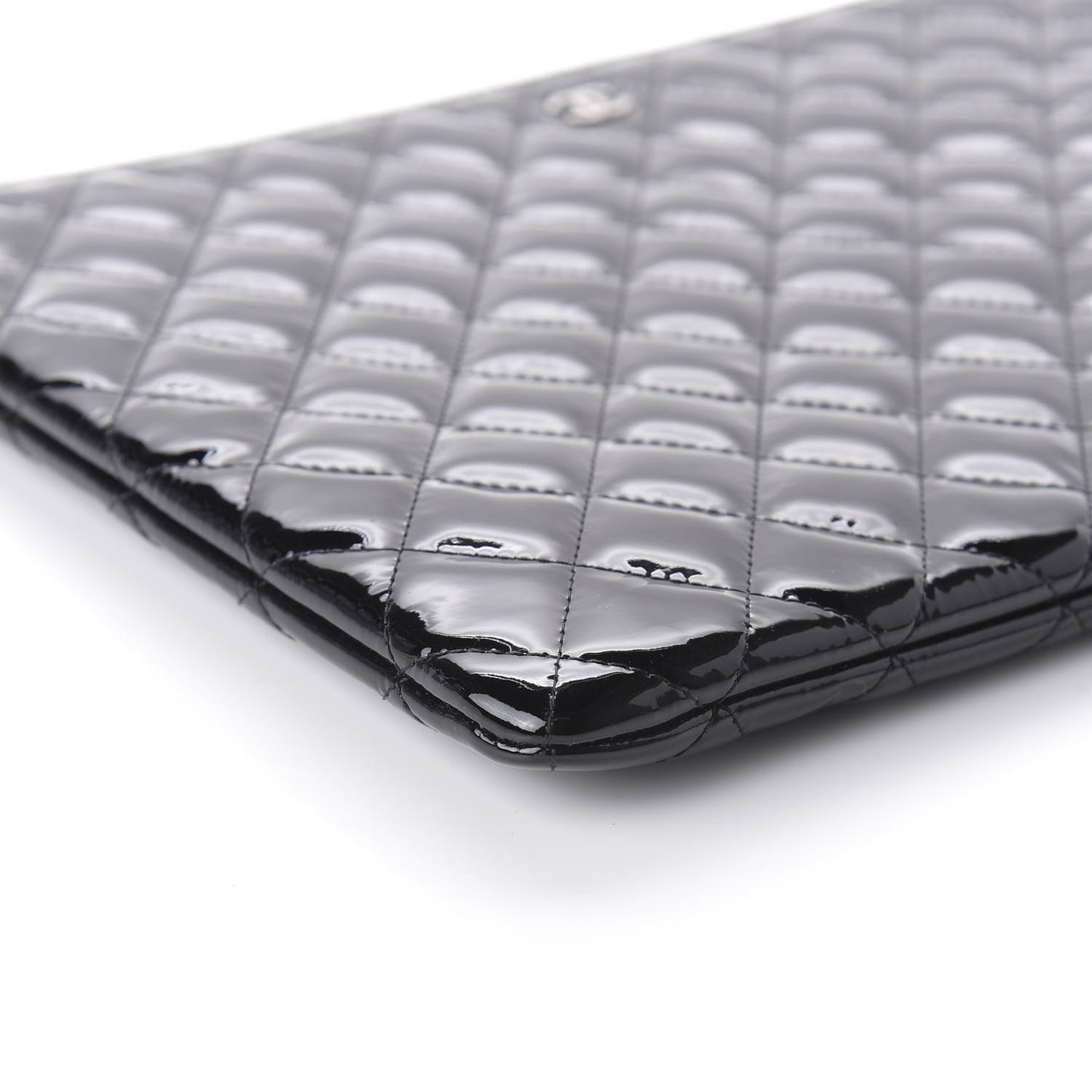 Patent Calfskin Quilted Valentine Hearts Large Cosmetic Case Black