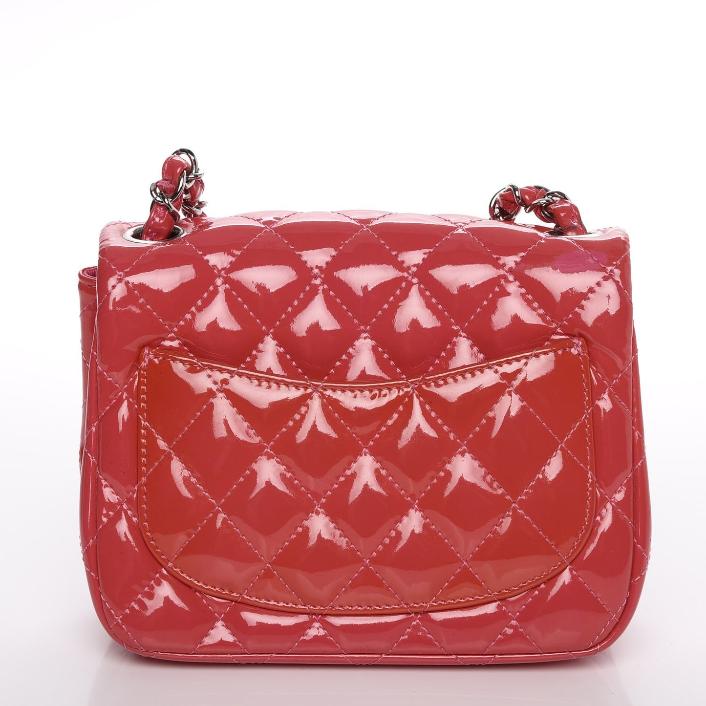 Patent Quilted Mini Square Flap Fuchsia