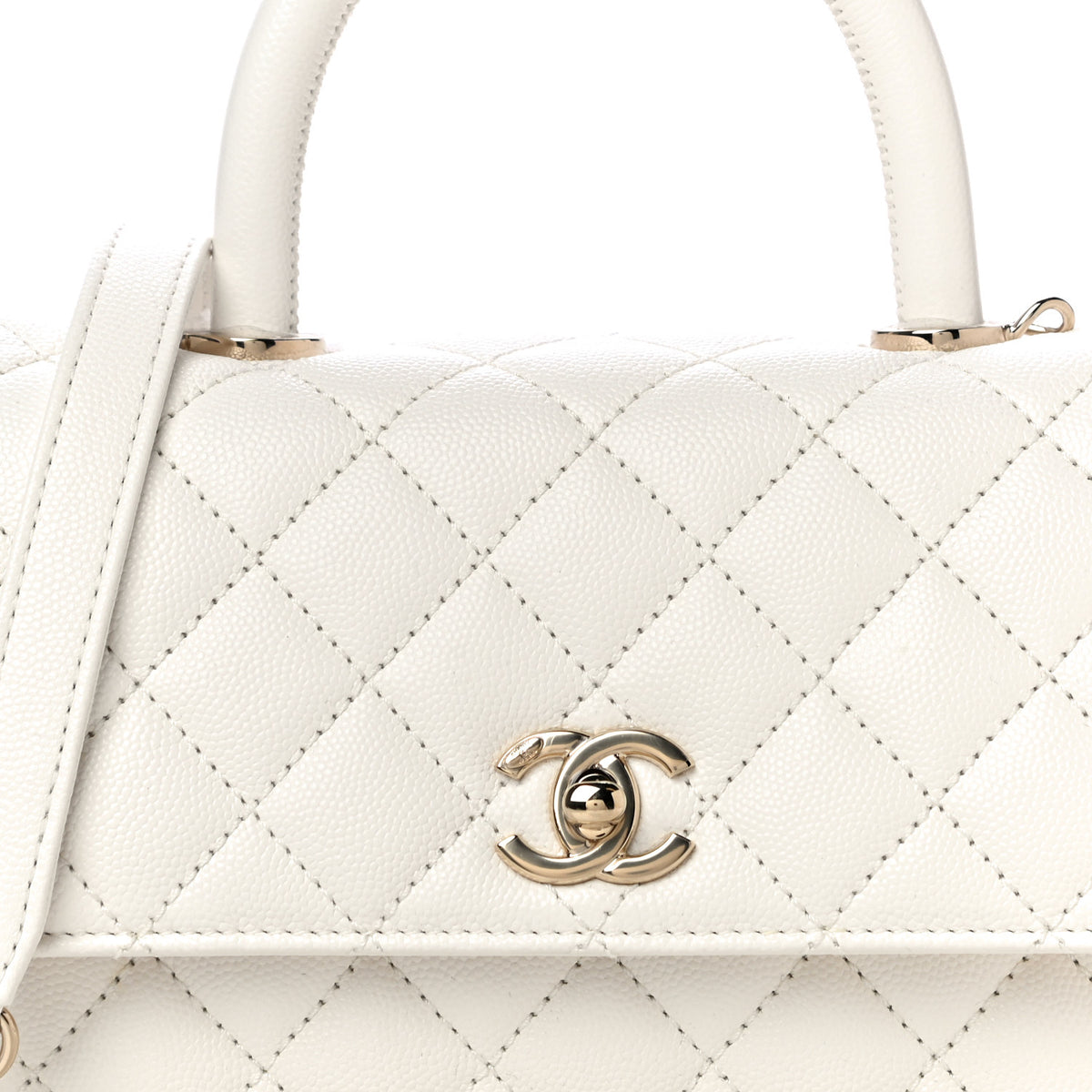 Chanel Caviar Quilted Mini Coco Handle Flap White 8 of 10