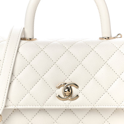 Chanel Caviar Quilted Mini Coco Handle Flap White 8 of 10