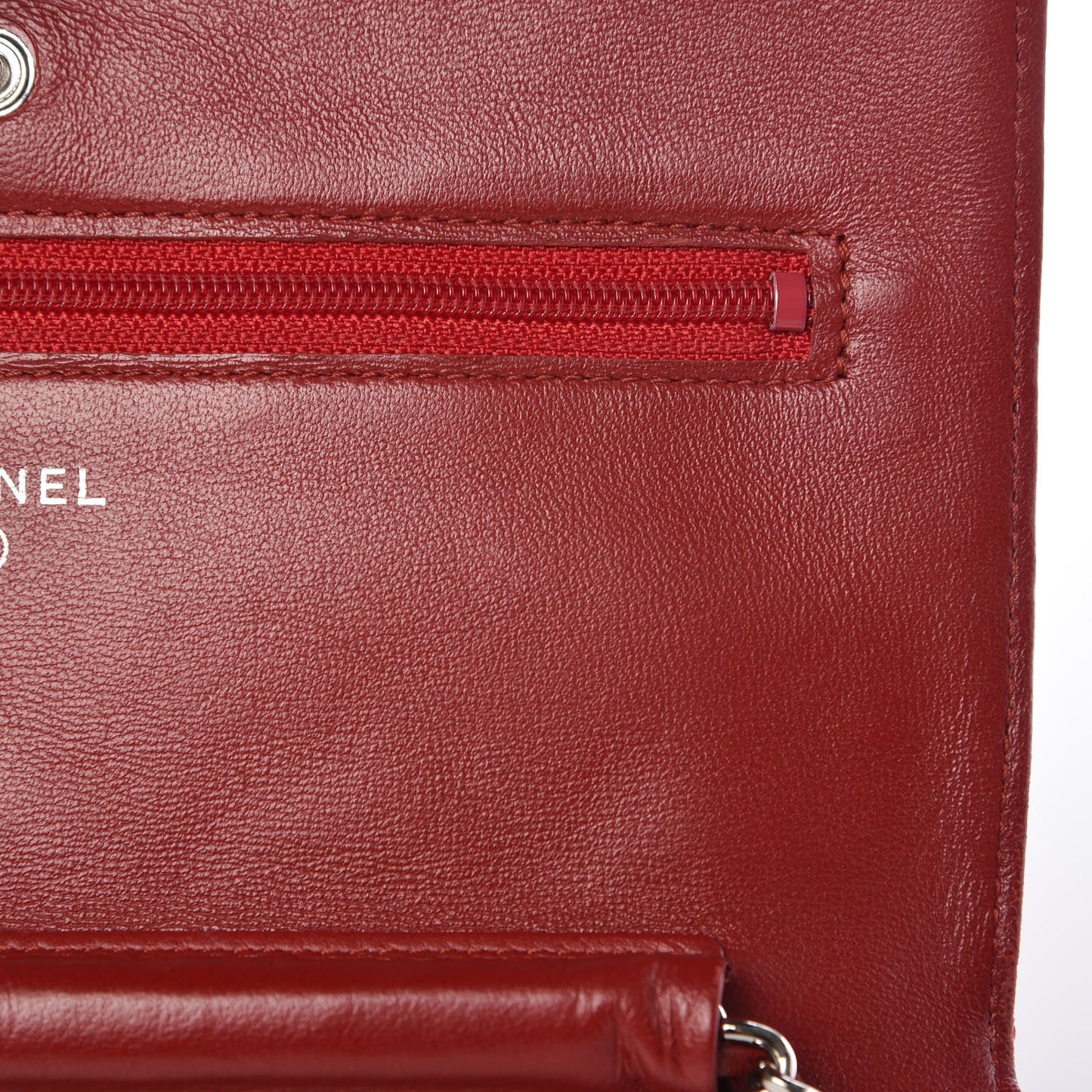 Lambskin Quilted Wallet On Chain WOC Red