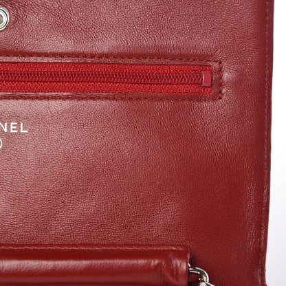 Chanel Lambskin Quilted Wallet On Chain WOC Red 8 of 12
