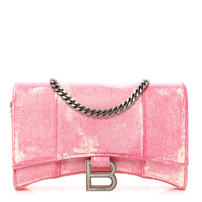 Balenciaga Nappa Denim Printed Hourglass Chain Bag Denim Pink 1 of 8