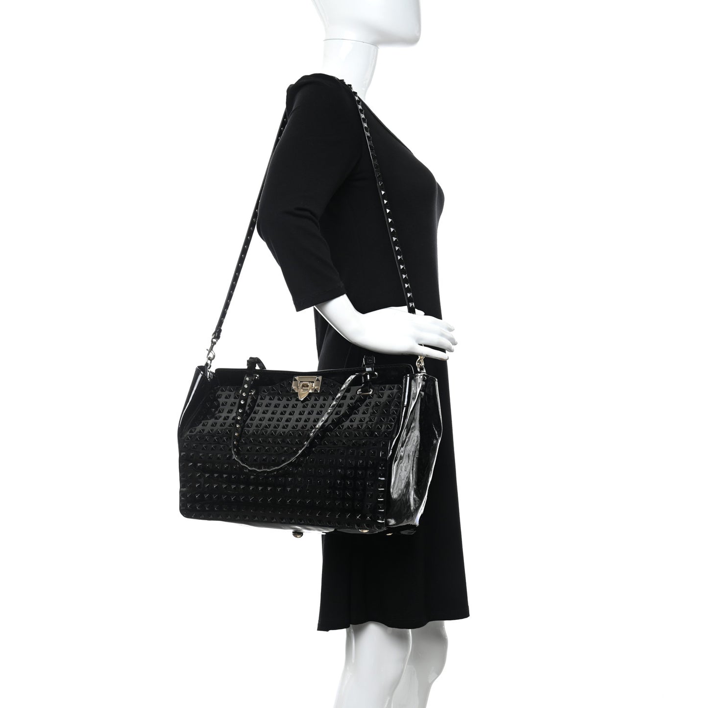 Patent Punkouture Medium Rockstud All Over Tote Black