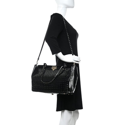 Valentino Garavani Patent Punkouture Medium Rockstud All Over Tote Black 2 of 5