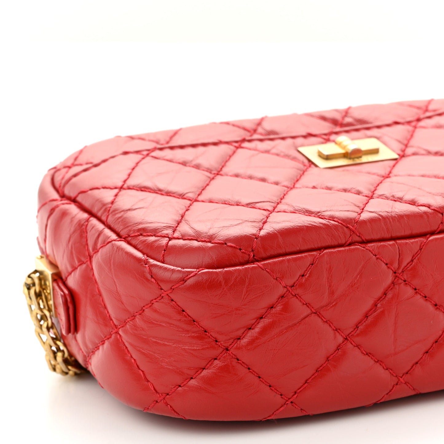 Aged Calfskin Quilted Mini Reissue Camera Case Red
