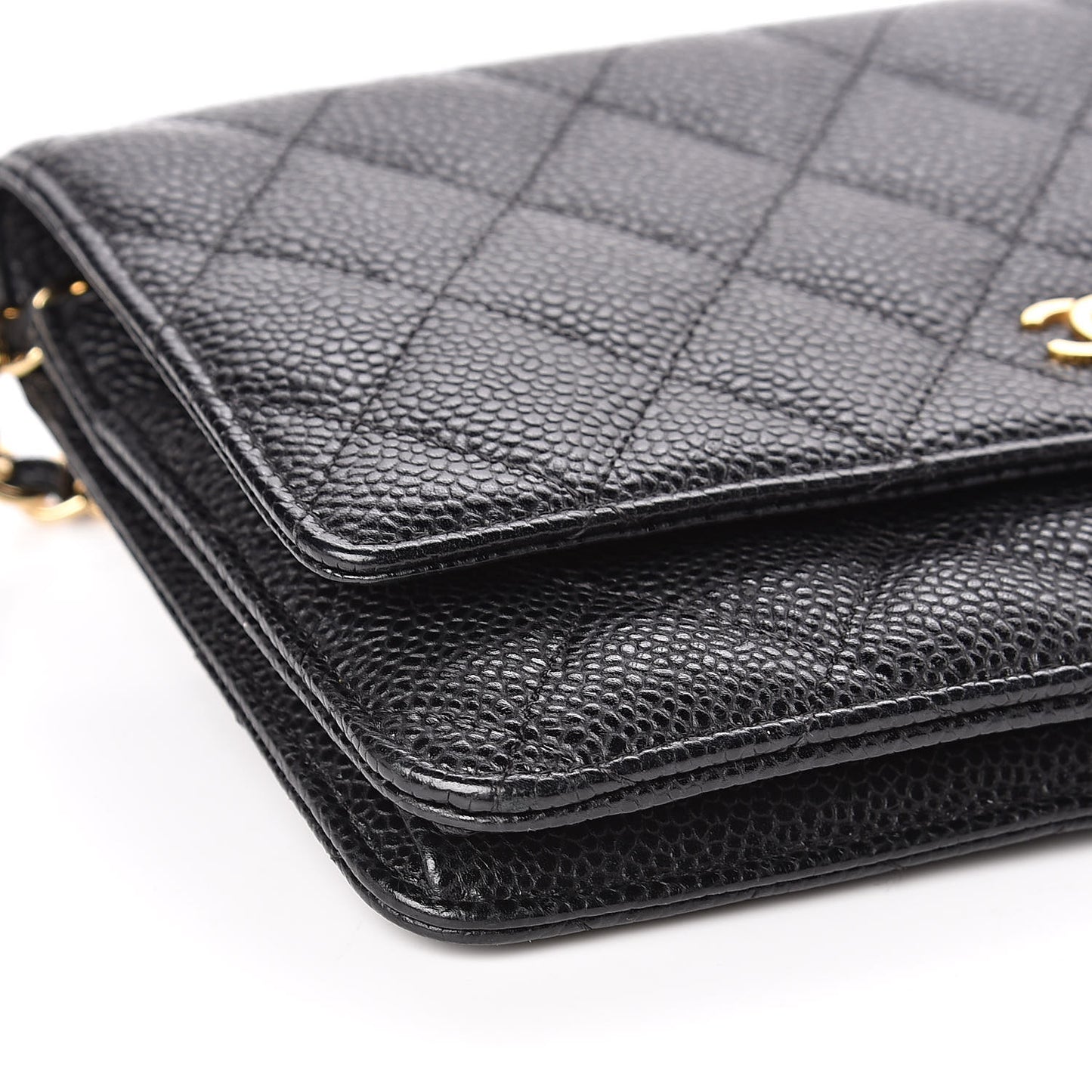 Caviar Quilted Wallet On Chain WOC Black