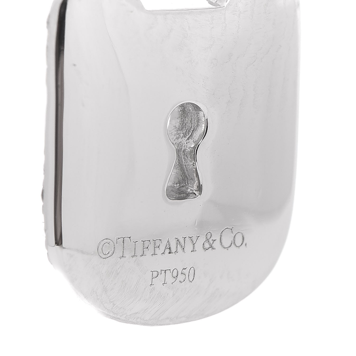 Tiffany Platinum Diamond Small Vintage Lock Pendant 3 of 4