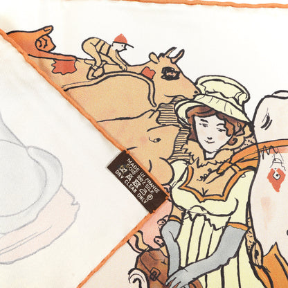 Hermes Silk Metamorphoses Par Paris Scarf 90 Cendre Brun Jaune 2 of 5