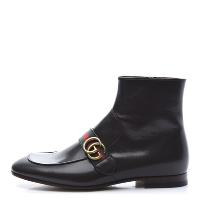 Gucci Goatskin Web Mens GG Ankle Boots 8 Cocoa 1 of 9