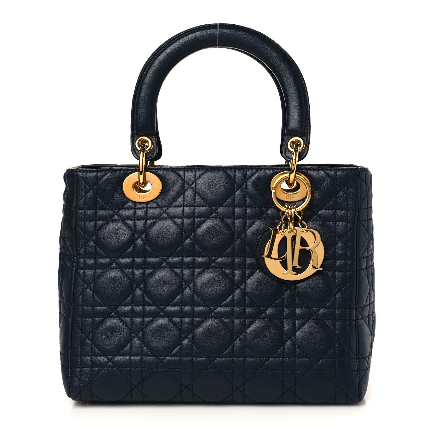 Lambskin Cannage Medium Lady Dior Navy Blue