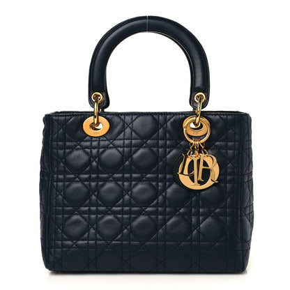 Christian Dior Lambskin Cannage Medium Lady Dior Navy Blue 1 of 6