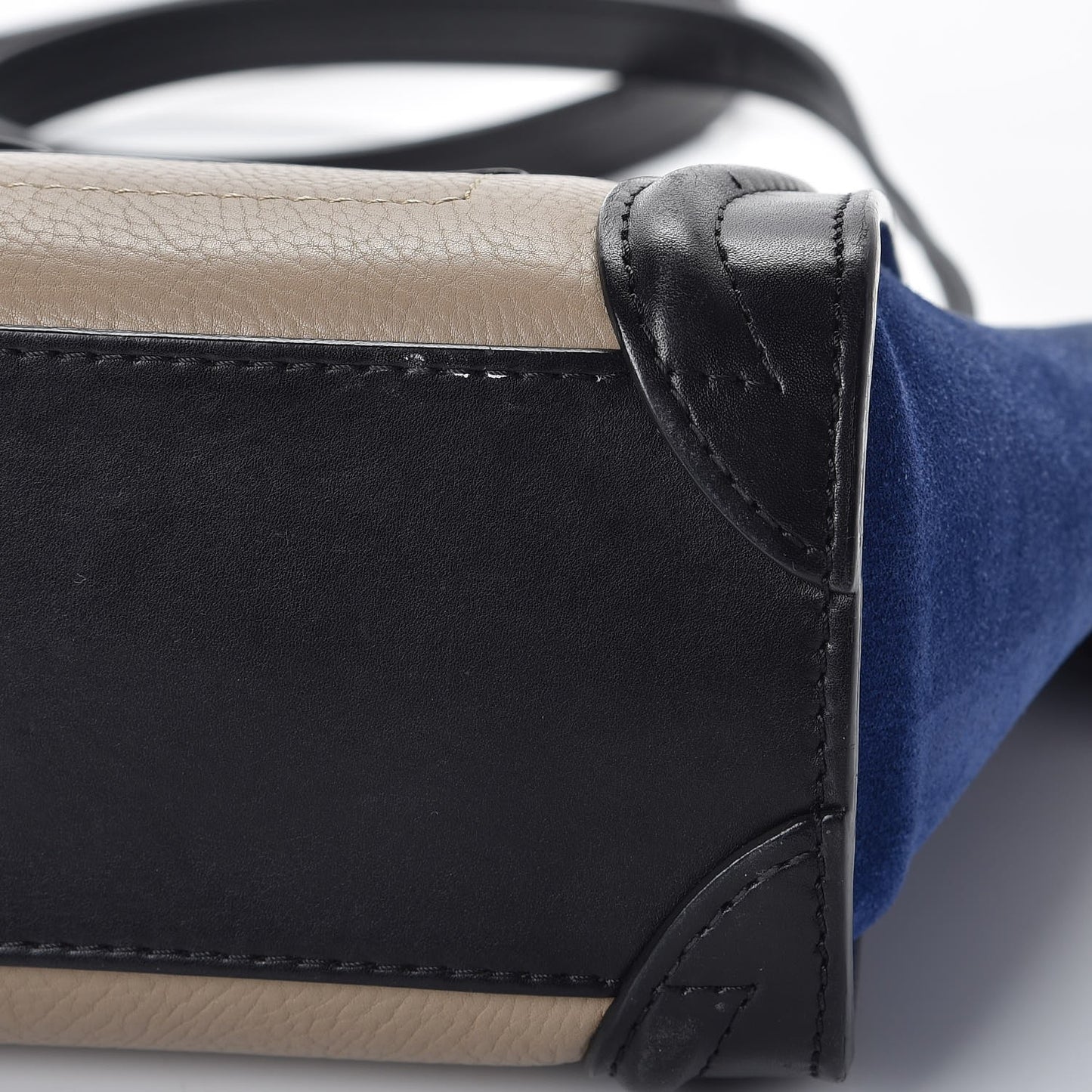 Elephant Calfskin Suede Tri-color Nano Luggage Sand