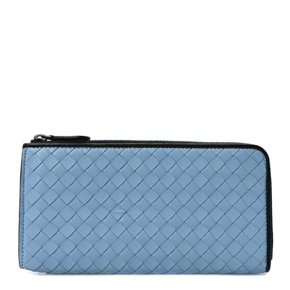 Bottega Veneta Nappa Intrecciato Half Zip Around Wallet Blue Black 1 of 6