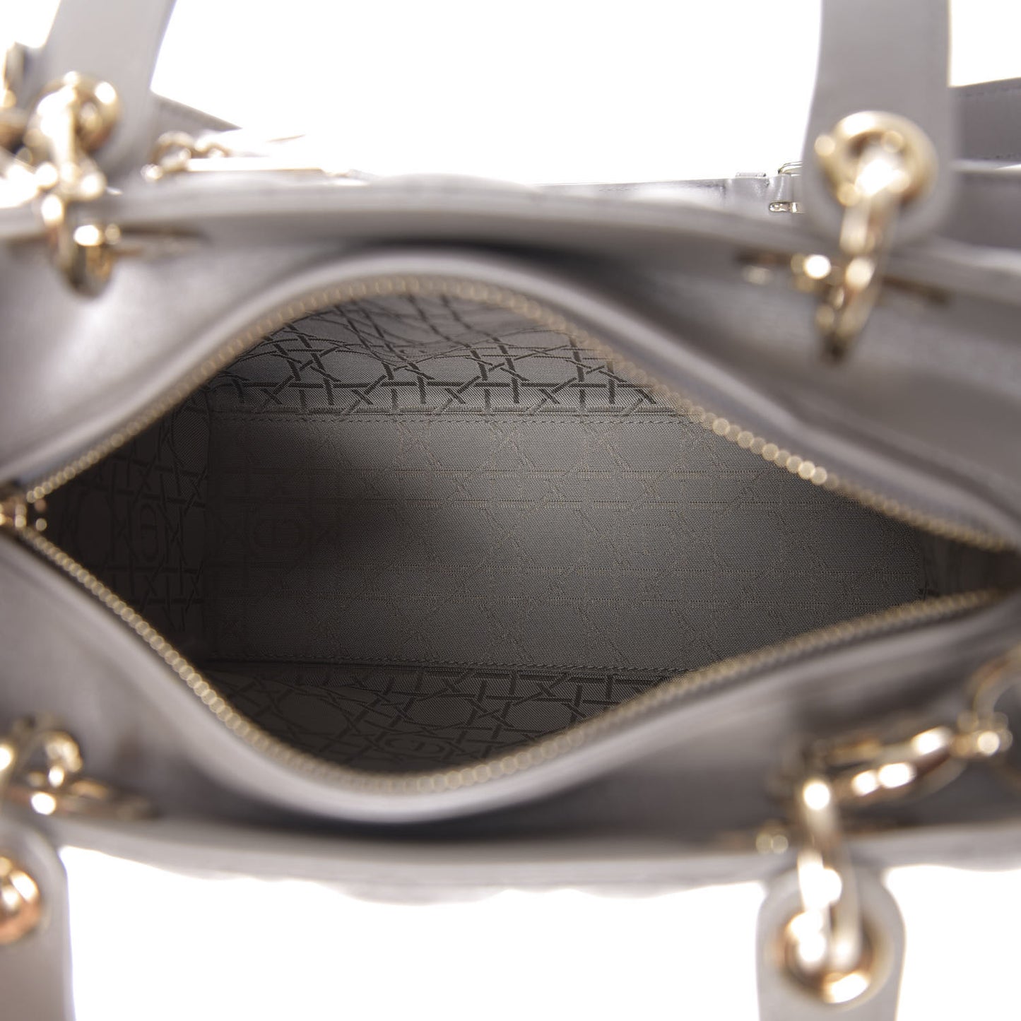 Pearly Lambskin Cannage Medium Lady Dior Grey
