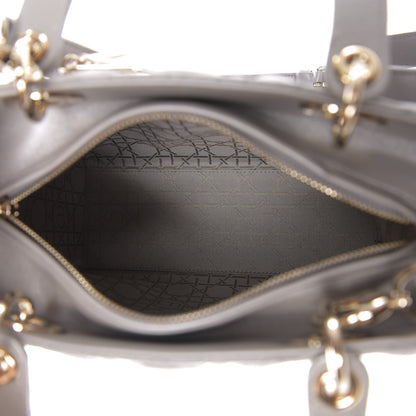 Christian Dior Pearly Lambskin Cannage Medium Lady Dior Grey 7 of 18