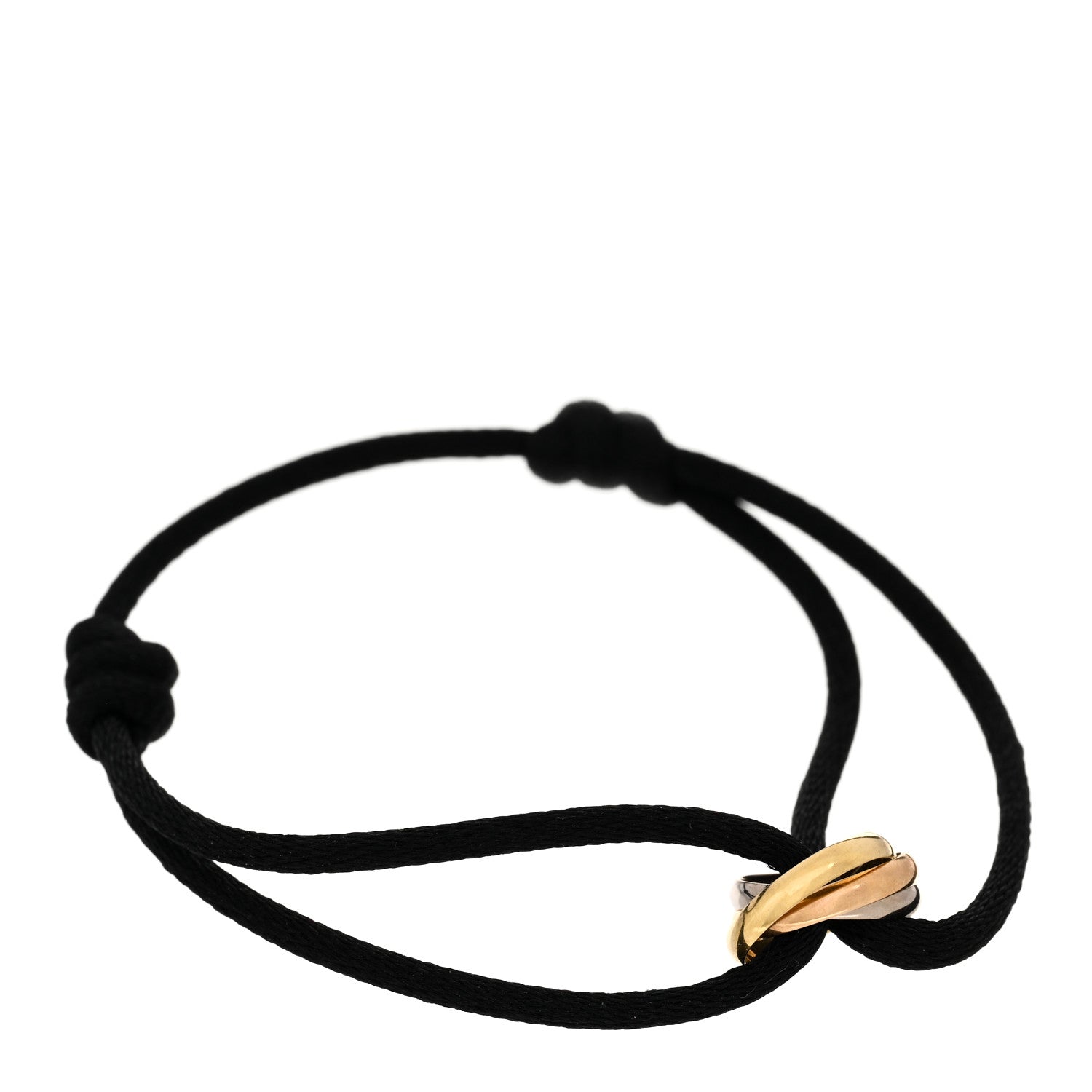 Cartier 18k Pink Yellow White Gold Trinity Adjustable Cord Bracelet Black 1 of 3