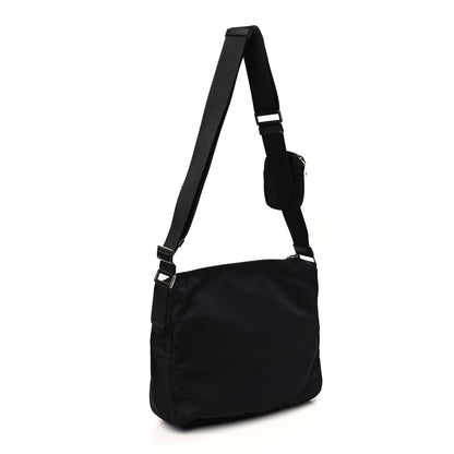 Prada Re-Nylon Vela Saffiano Pocket Double Zip Messenger Bag Black 3 of 8