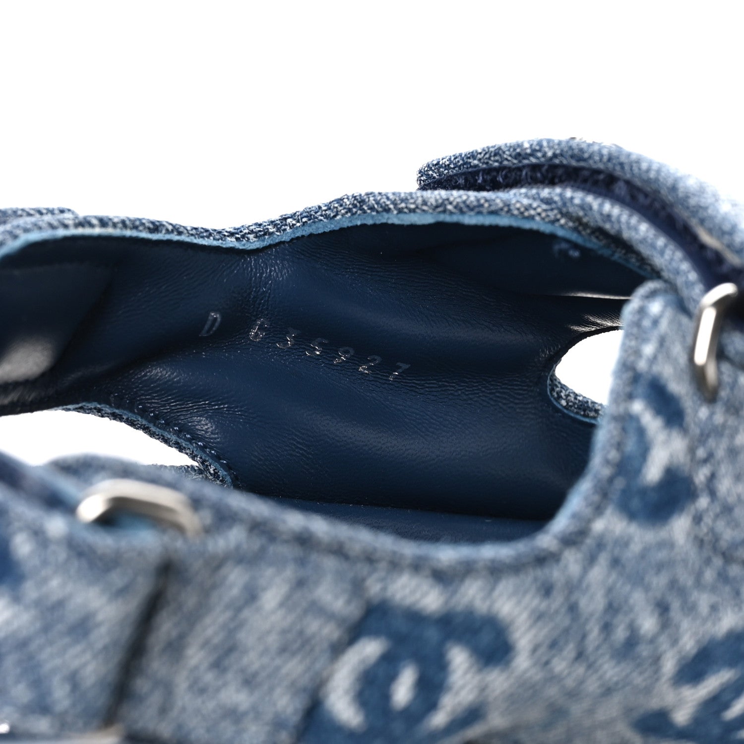 Chanel Denim CC Velcro Dad Chain CC Slide Sandals 38 Blue 8 of 10