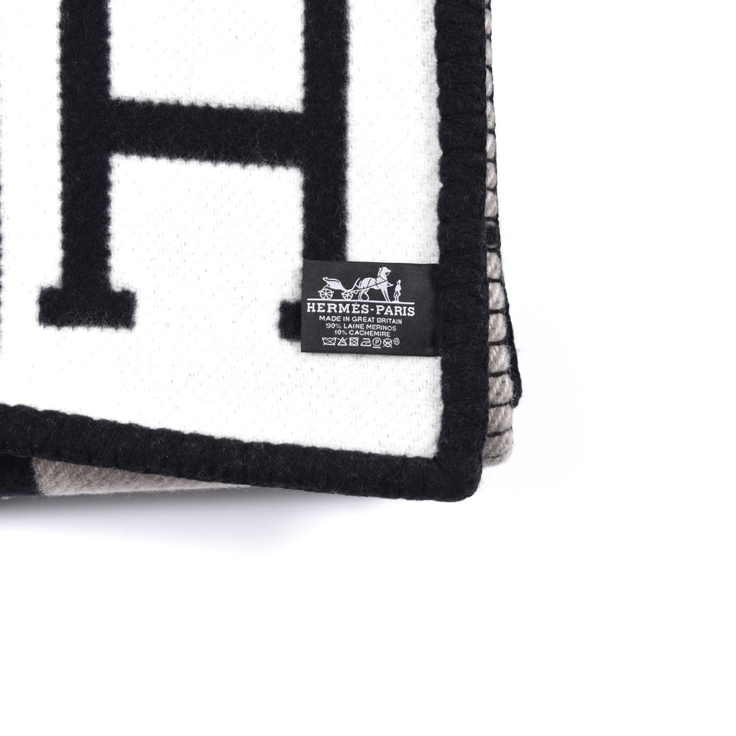 Wool Cashmere Avalon III Blanket Ecru Black