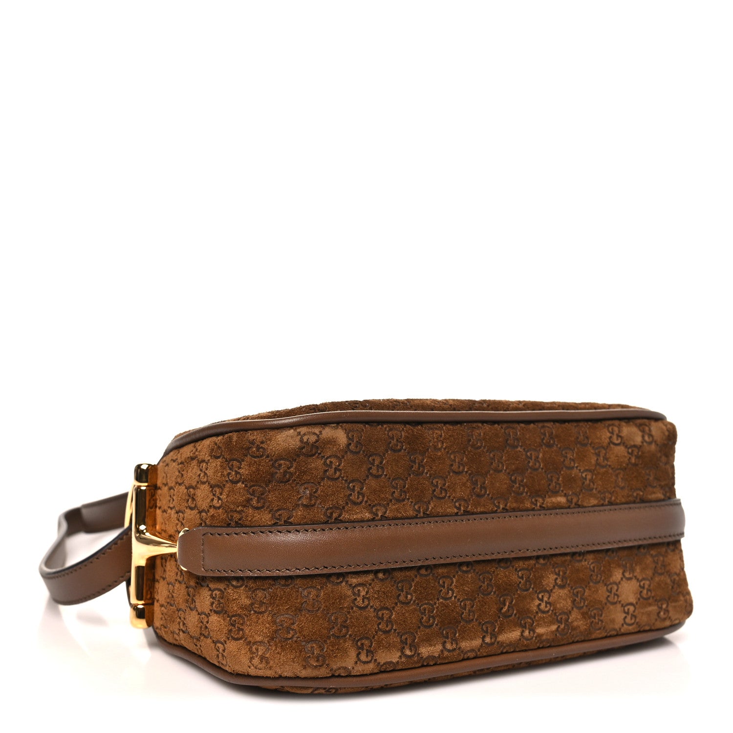 Gucci Suede GG Monogram Half Horsebit Mini Shoulder Bag Brown 4 of 9