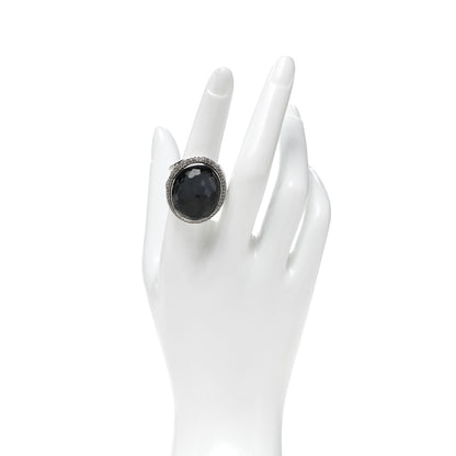 David Yurman Sterling Silver Diamond Black Orchid 18mm Signature Oval Ring 54 7 2 of 5