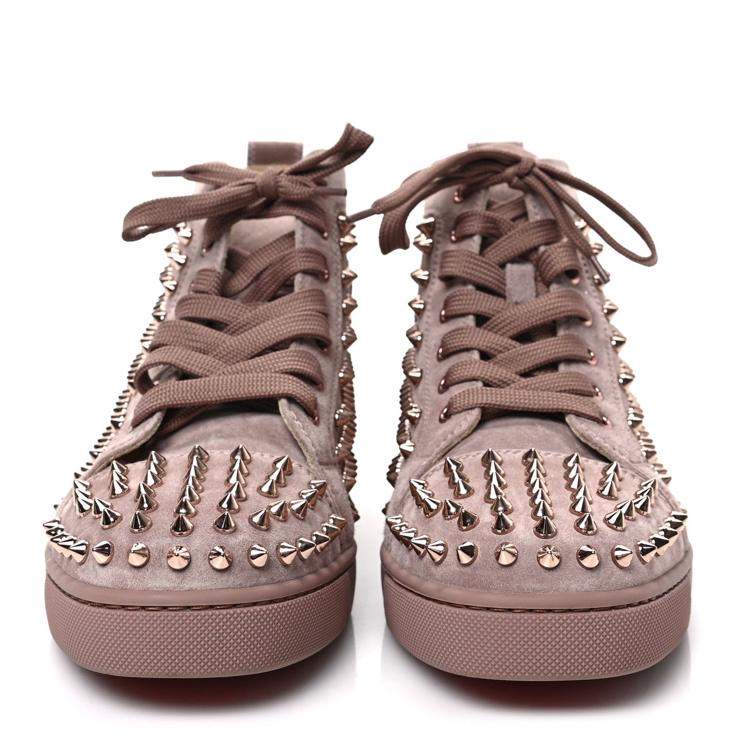 Veau Velours Womens Louis Spikes Flat Sneakers 40 Antic Pink Bronze