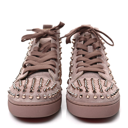 Christian Louboutin Veau Velours Womens Louis Spikes Flat Sneakers 40 Antic Pink Bronze 2 of 7
