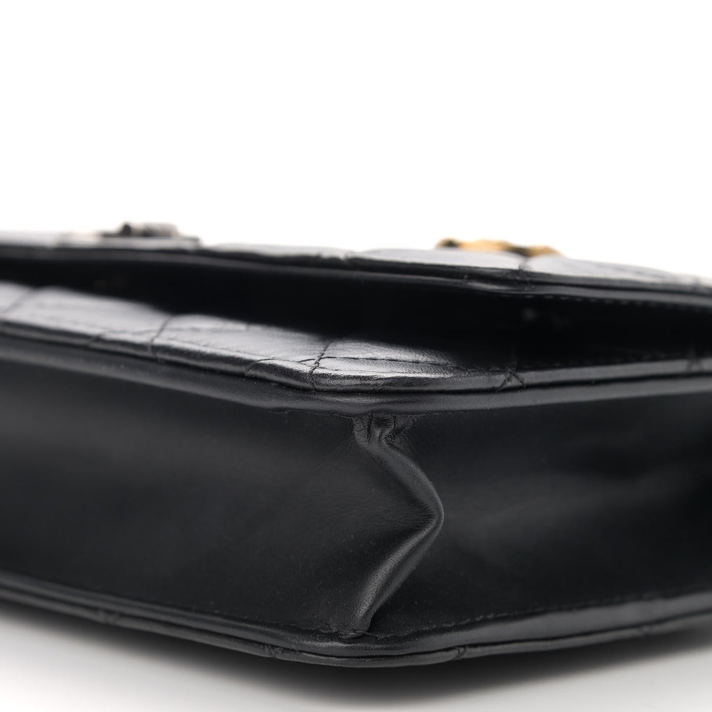 Aged Calfskin Quilted Lucky Charms 2.55 Reissue Wallet On Chain WOC Black