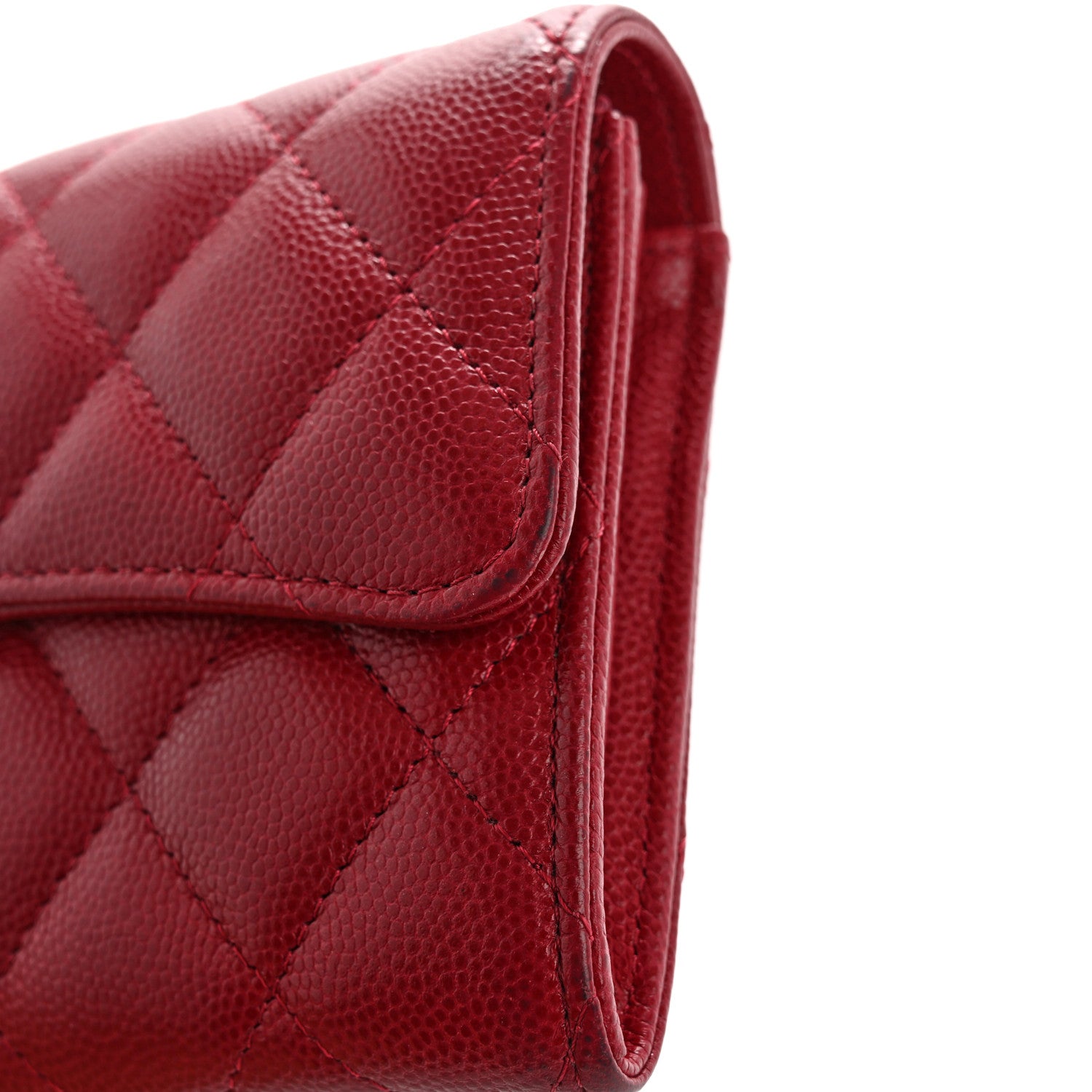 Chanel Caviar Quilted Large Gusset Flap Wallet Red 10 of 14