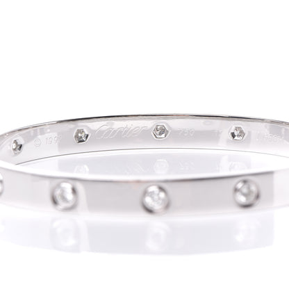 Cartier 18K White Gold 10 Diamond LOVE Bracelet 17 5 of 8