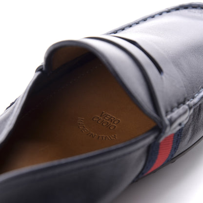 Gucci Nappa Web Mens Kanye Driver Loafers 8.5 Blue 10 of 11