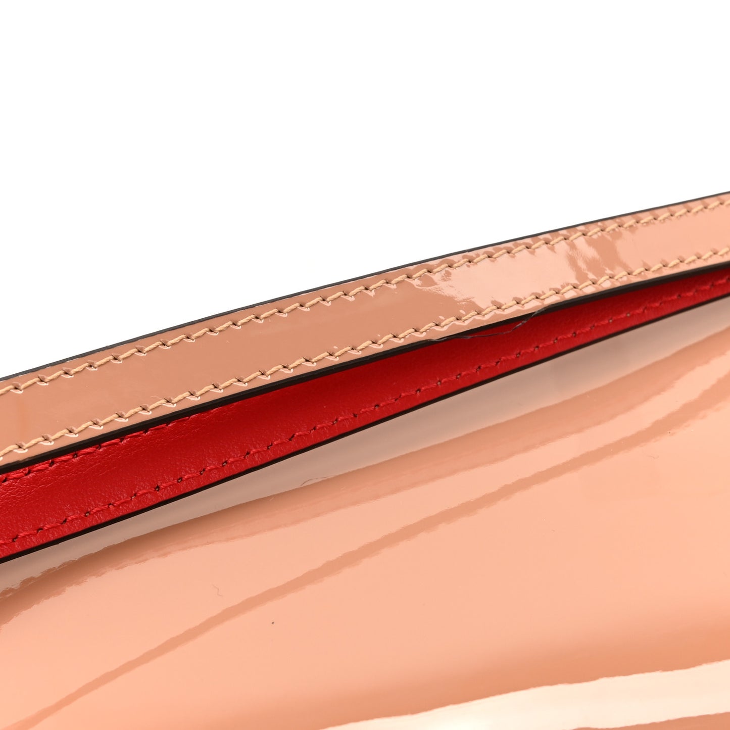 Patent Loubi Twist Zip Clutch Bag Nude