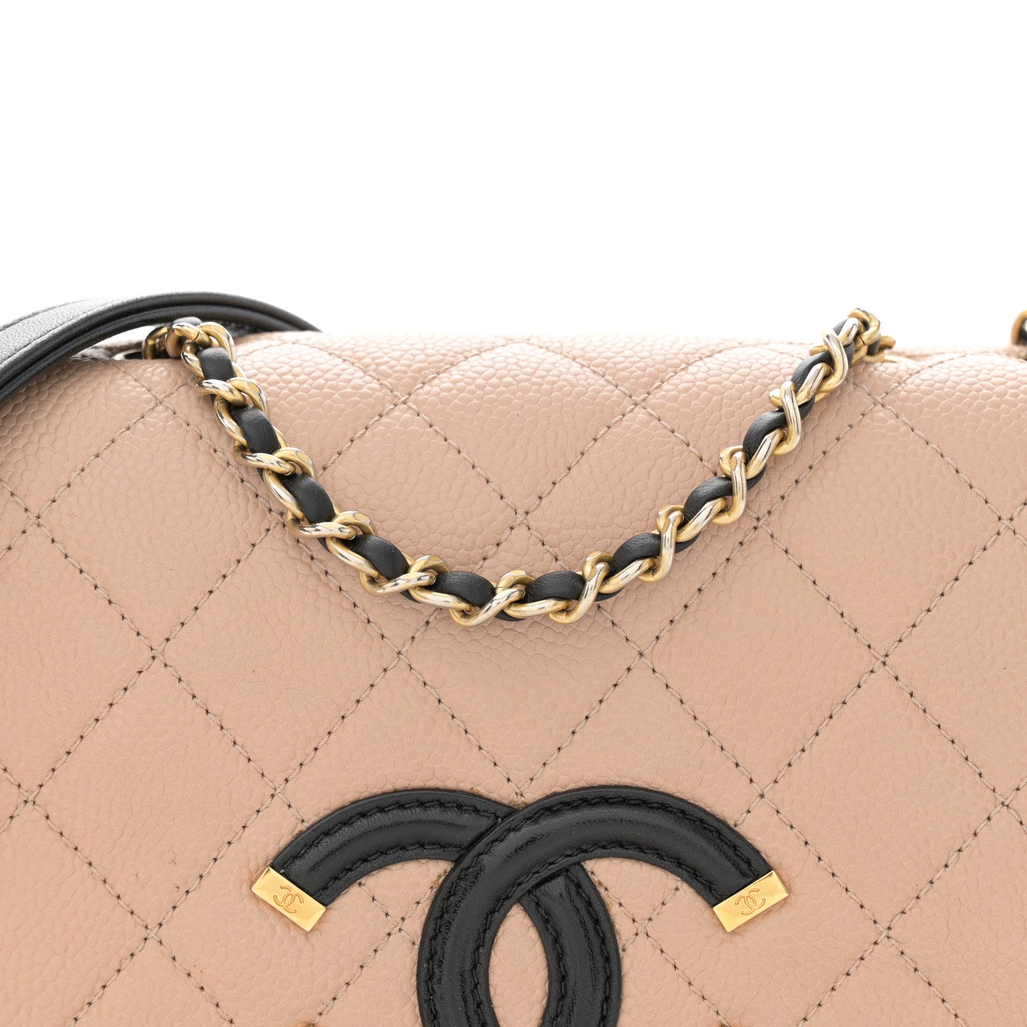 Chanel Caviar Quilted Small CC Filigree Flap Beige Black 8 of 11