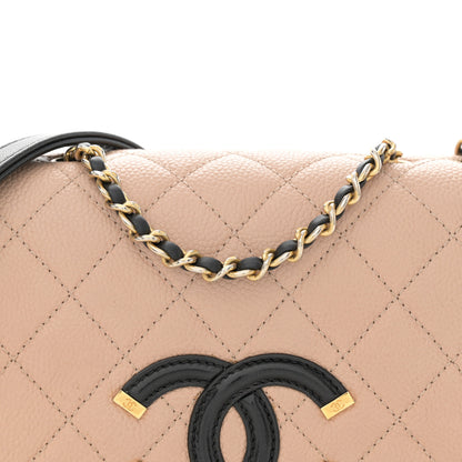 Chanel Caviar Quilted Small CC Filigree Flap Beige Black 8 of 11