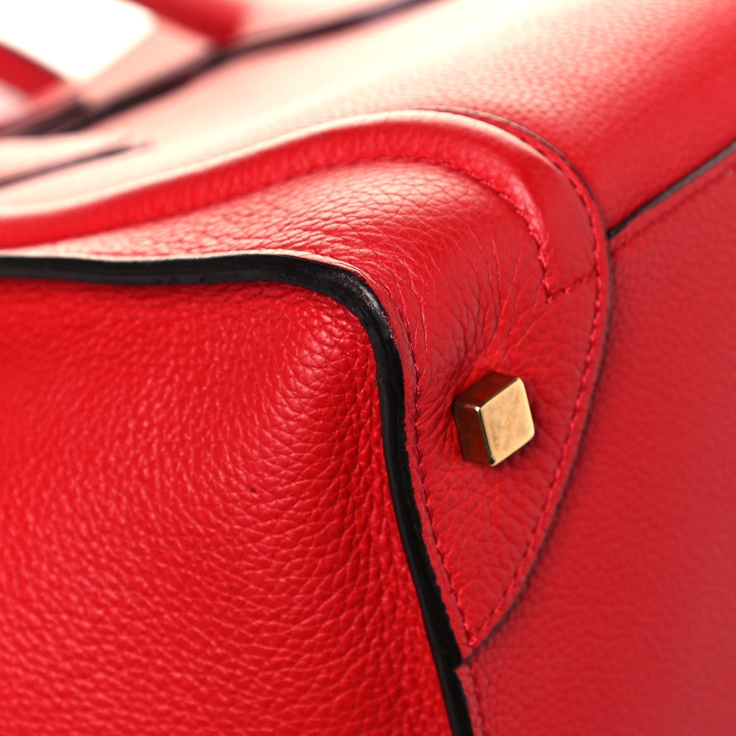 Drummed Calfskin Mini Luggage Coquelicot